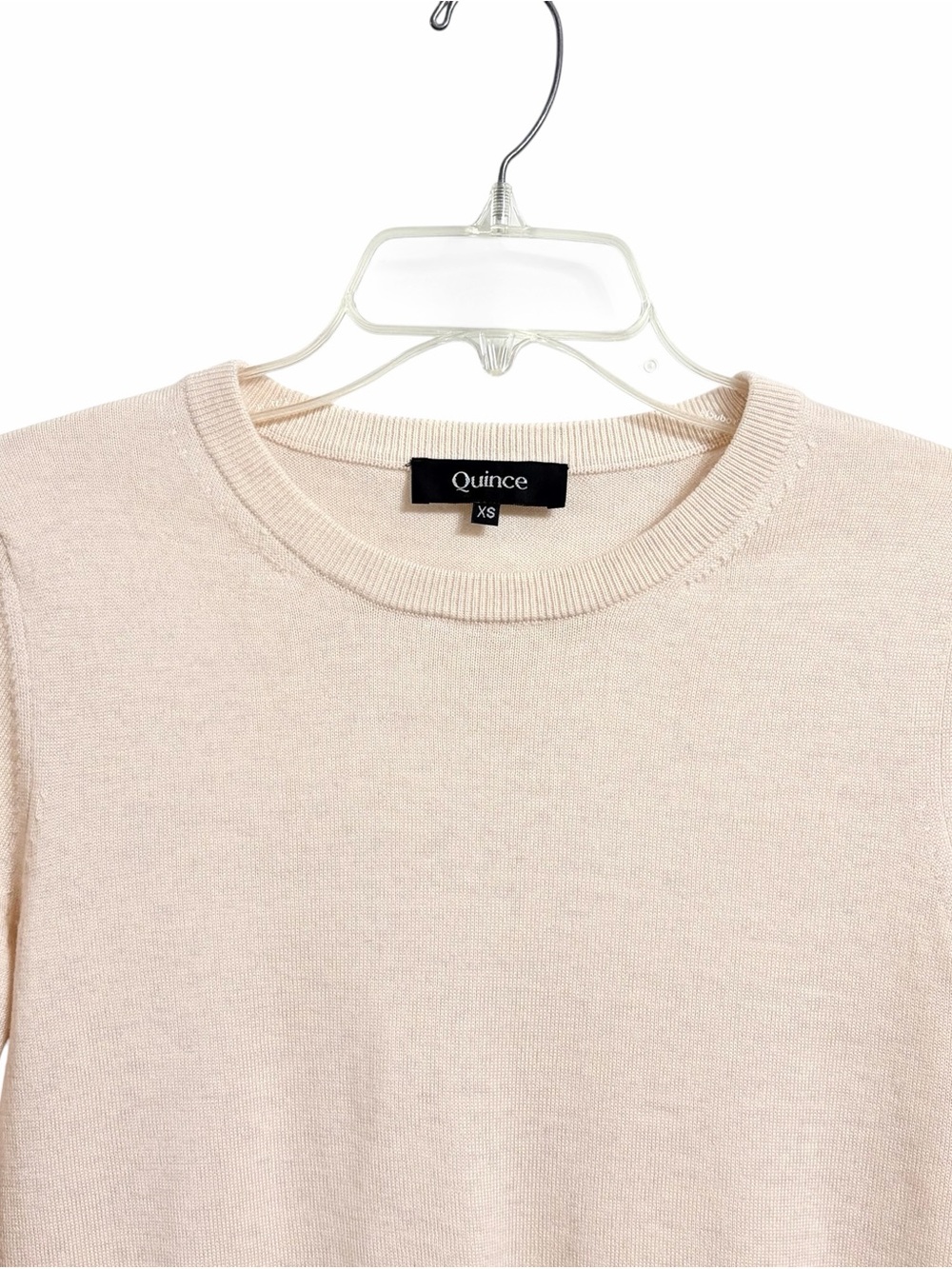 Quince Merino Wool Preppy Crew Neck Sweater XS Beige Minimalist Luxury Old Money - Picture 2 of 7